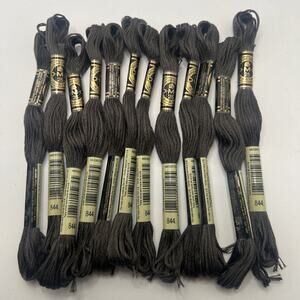 12 PACK - 844 DARK GRAY Moline DMC 6-Strand Embroidery Cotton 8.7yd Brand New!